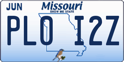 MO license plate PL0I2Z