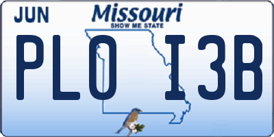 MO license plate PL0I3B