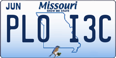 MO license plate PL0I3C