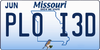 MO license plate PL0I3D