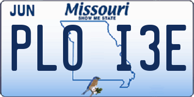 MO license plate PL0I3E
