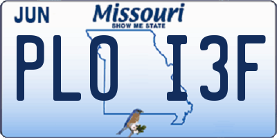 MO license plate PL0I3F