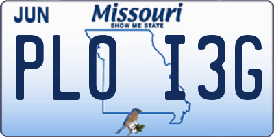 MO license plate PL0I3G