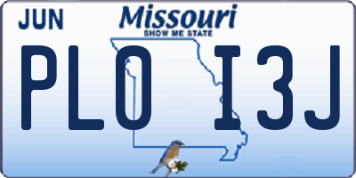 MO license plate PL0I3J