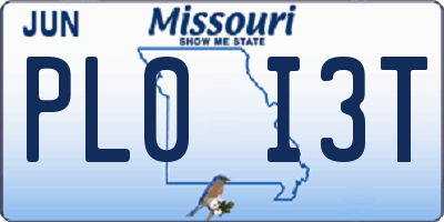 MO license plate PL0I3T