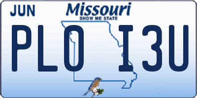MO license plate PL0I3U