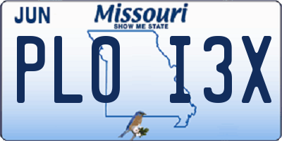 MO license plate PL0I3X