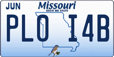 MO license plate PL0I4B