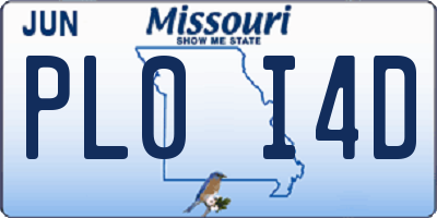 MO license plate PL0I4D