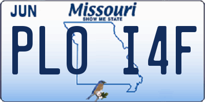 MO license plate PL0I4F