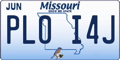 MO license plate PL0I4J