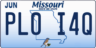 MO license plate PL0I4Q