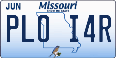 MO license plate PL0I4R