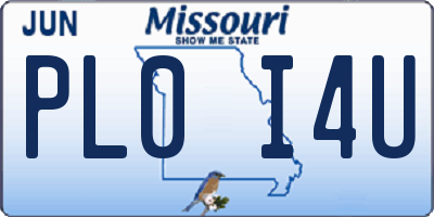 MO license plate PL0I4U