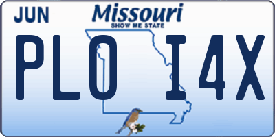 MO license plate PL0I4X