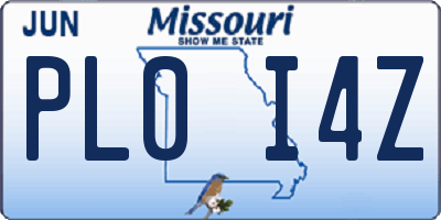 MO license plate PL0I4Z