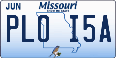 MO license plate PL0I5A