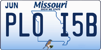 MO license plate PL0I5B