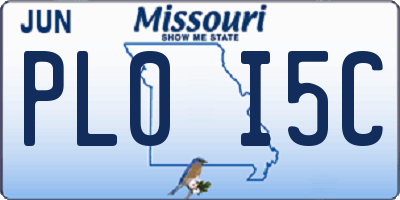 MO license plate PL0I5C