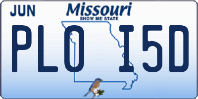 MO license plate PL0I5D