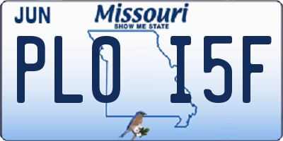 MO license plate PL0I5F