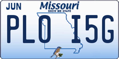MO license plate PL0I5G