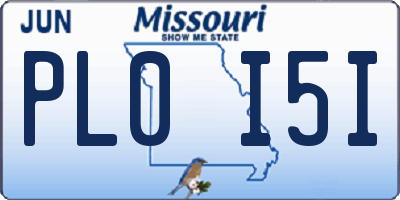 MO license plate PL0I5I