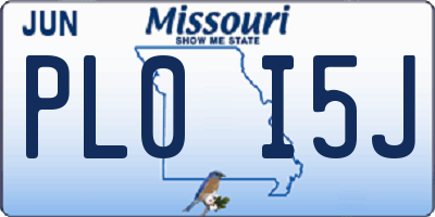 MO license plate PL0I5J