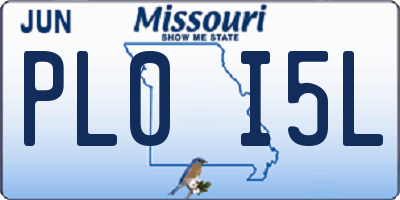 MO license plate PL0I5L