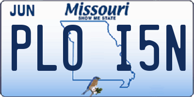 MO license plate PL0I5N