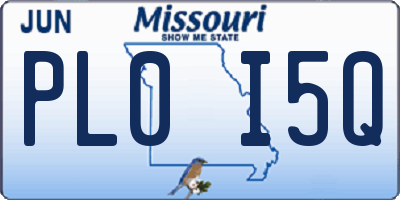 MO license plate PL0I5Q