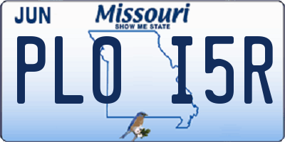 MO license plate PL0I5R