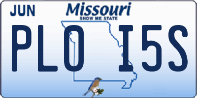 MO license plate PL0I5S