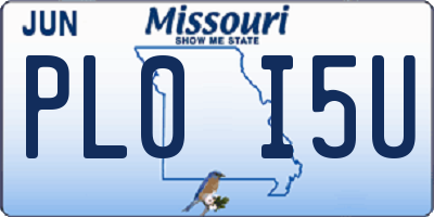 MO license plate PL0I5U