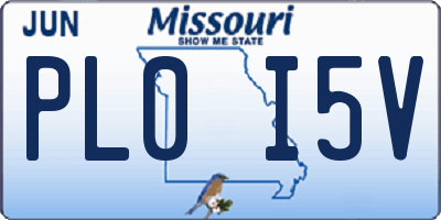 MO license plate PL0I5V