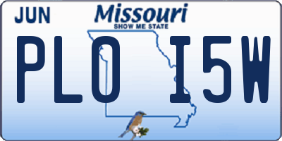 MO license plate PL0I5W