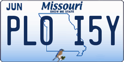 MO license plate PL0I5Y