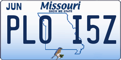 MO license plate PL0I5Z