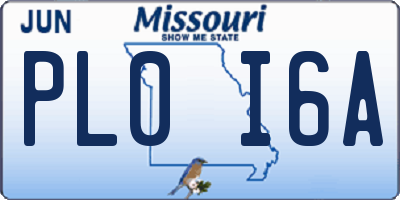 MO license plate PL0I6A