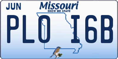 MO license plate PL0I6B