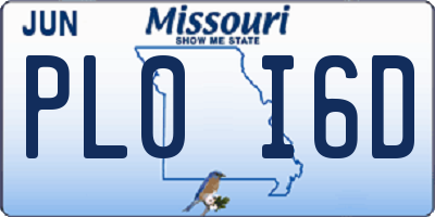 MO license plate PL0I6D