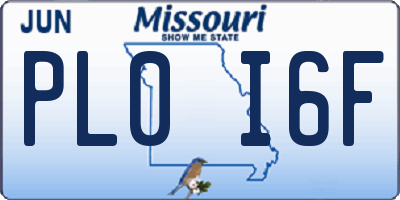 MO license plate PL0I6F