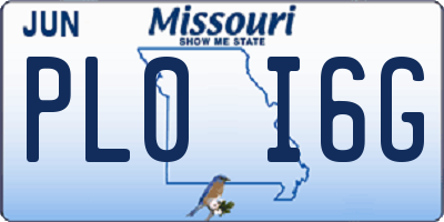 MO license plate PL0I6G