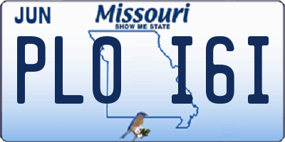 MO license plate PL0I6I