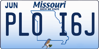 MO license plate PL0I6J