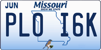 MO license plate PL0I6K