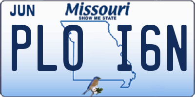 MO license plate PL0I6N
