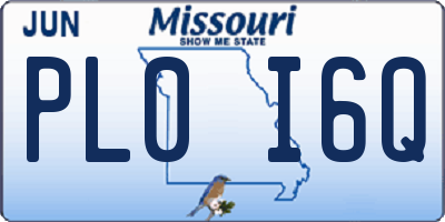 MO license plate PL0I6Q