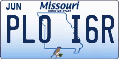 MO license plate PL0I6R