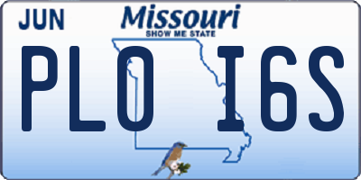 MO license plate PL0I6S